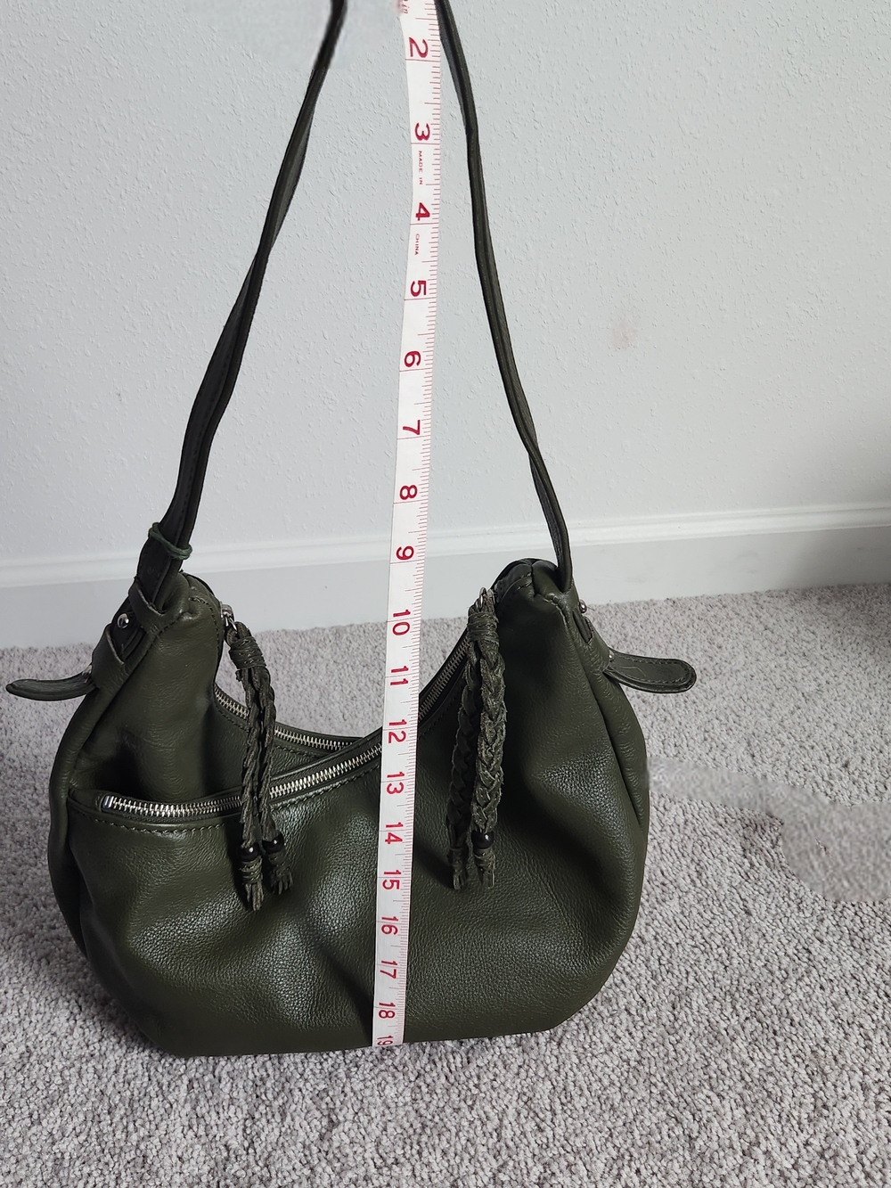 The Sak Olive Green Pebbled Leather Shoulder Bag - Picture 5 of 7